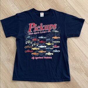 Chevy Pickups Blue T-Shirt with Colorful Pickup Trucks